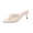 White, variant on Women Pointed Toe Kitten Heel Mule Slides, Lace Ruffle and Bow Decor PU Upper Slip On Dress Mule Sandals