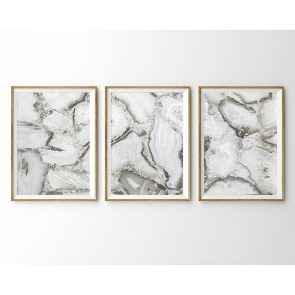 Luvia Agate Abstract 3 Piece Prints Marble Grey Taupe Art Bedroom Decor Office Art Set Of 3 Prints, Modern Wall Decor Set 3 Prints 8x12 UNFRAMED