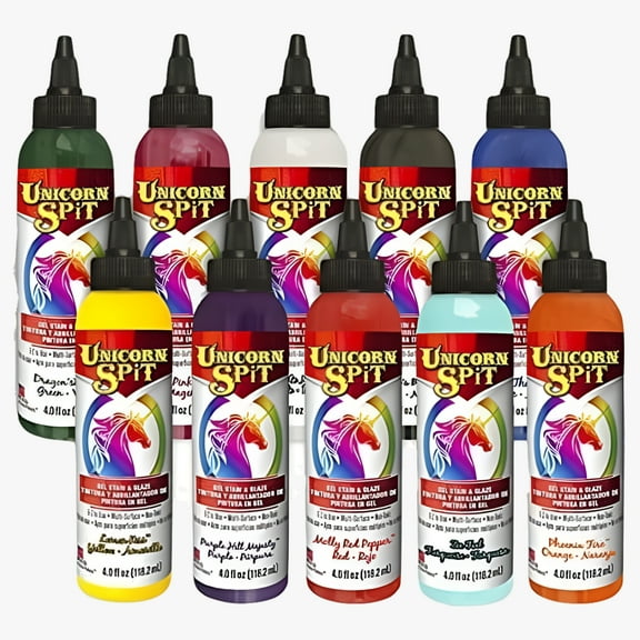 Unicorn Spit Gel Stain and Glaze in One, 4 Ounce Each - 10 Paint Collection