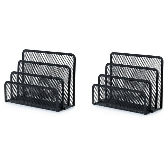 YBM Home Desk Mail Organizer for Office, 3-Slot Mesh Letter Sorter / Holder Organize Documents, Filing, Folders, and Incoming or Outgoing Mails, Black 2250-2 Pack of 2