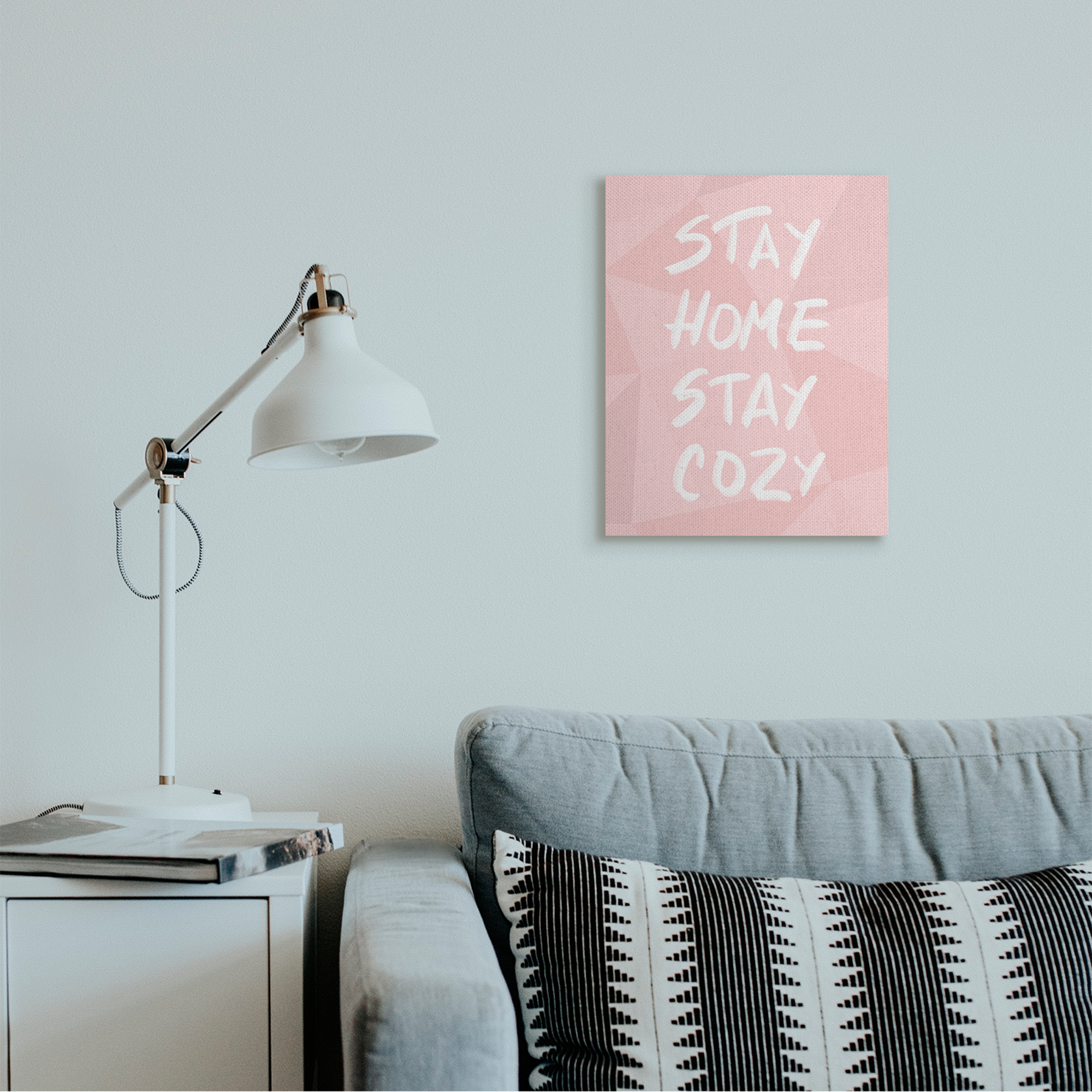 Stupell Industries Stay Home Stay Cozy Geometric Pink Pattern Canvas Wall Art by Anna Quach