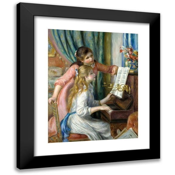 Pierre-Auguste Renoir 12x14 Black Modern Framed Museum Art Print Titled - Two Young Girls at the Piano (1892)