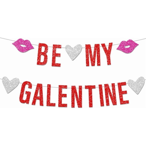 Glitter Be My Galentine Banner Decorations Decor Happy Valentines Day Banner Red Galentine’s Day for Home Office Galentine Valentine's Day Party Wedding Anniversary Engagement Party