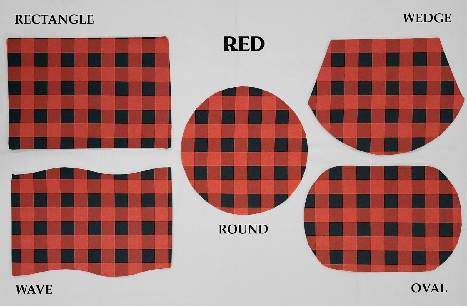 Buffalo Check Plaid Placemats by Penny's Needful Things (Oval - Set of 6) (Red)