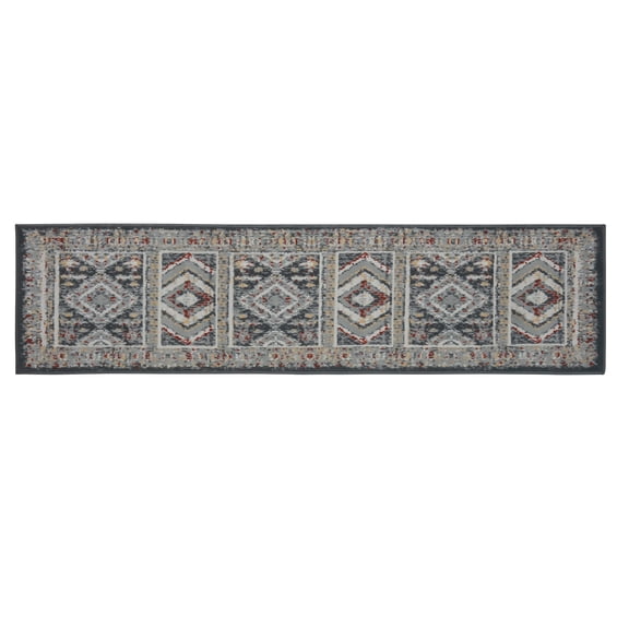 Furnish My Place Geometric Print Runner Rug - 2 ft. x 8 ft., Dark Grey, Rug with Patterned Design