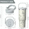 thumbnail image 5 of 1pc Butterfly Flower 30oz Tumbler with Straw & Handle - Insulated Stainless Steel Cup | Holiday Gift for Man Women (Christmas, Valentine's, Birthday), 5 of 7