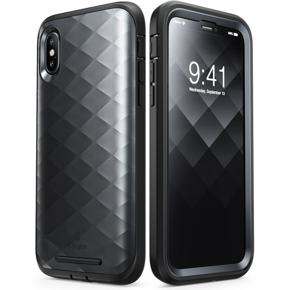 iPhone X Case, Clayco [Hera Series] Full-body Rugged Case with Built-in Screen Protector, Iphone X, Black