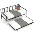 thumbnail image 2 of Costway Twin Metal Daybed Sofa Bed with Trundle & Lockable Casters for Living Room, 2 of 9