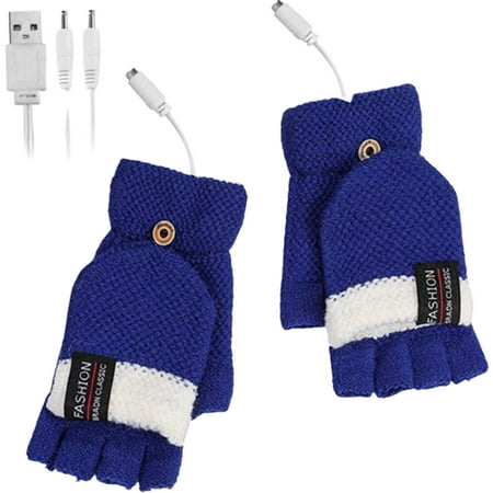 

Dadaria Womens Gloves Winter Knitted Convertible Fingerless Gloves Mittens Warm Mitten Heating Gloves Handguard Blue Free Women Men