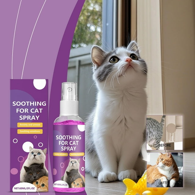 Dvkptbk Cat Sedative Spray Cats Calming Spray Natural Calming Solution for Cats Cats Calming Spray Protects Furniture and Floors Suit for Home 60ml Cat Sedative Spray
