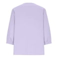 thumbnail image 4 of DHFJKG Womens V Neck T Shirt Loose Fit 3/4 Sleeve Solid Color Basic Tee Summer Breathable Linen Beach Vacation Clothes Comfy Tops, 4 of 5