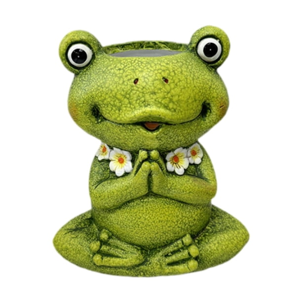 Maceta de cerámica para plantas, soporte para mesa, centro de mesa, decoración, maceta con forma de animal, maceta para balcón, granja, hogar, sala de Rana