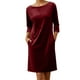 thumbnail image 2 of Karight Women's Velvet Dress Trendy Formal Long Sleeve Loose Casual Swing Mixi Dresses Plus Size for Daily Wear with Pockets, 2 of 5