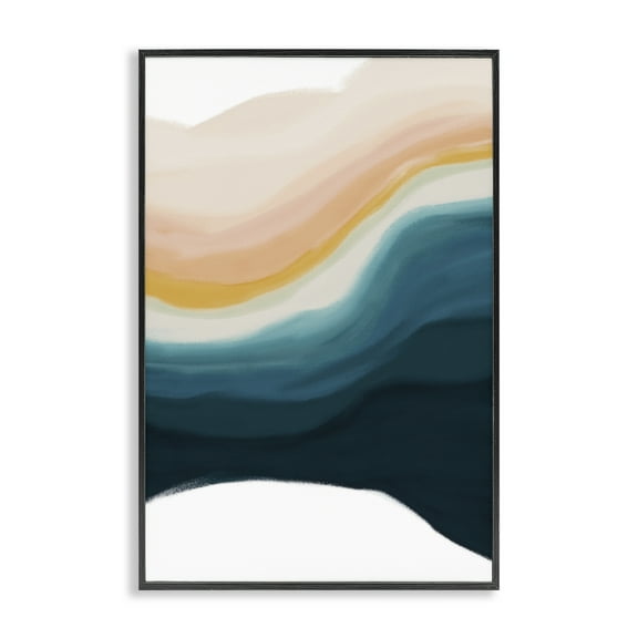 Stupell Industries Peach Swirl Fluid Pattern Abstract Painting Black Framed Art Print Wall Art, 12 x 18