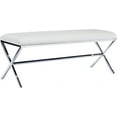 thumbnail image 3 of Duhome End of Bed Bench, Modern Entryway Faux Leather Upholstered Dining Seat, Vanity With Metal X Legs, Tufted for Makeup Room, Living Room, Bathroom, White, 3 of 7