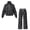 Black Leopard Print Pattern, variant on Elastic Cuff Womens Sweatsuits 2 Piece Set, Leopard Denim Polyester Spandex Comfort Lounge Sets for Outdoor Relax Jogging