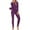 Purple, variant on 2 Piece Outfits for Women Soft Thermal Underwear Set Long Sleeve Crew Neck Tee Top and High Waist Leggings Pant (XL, Purple)