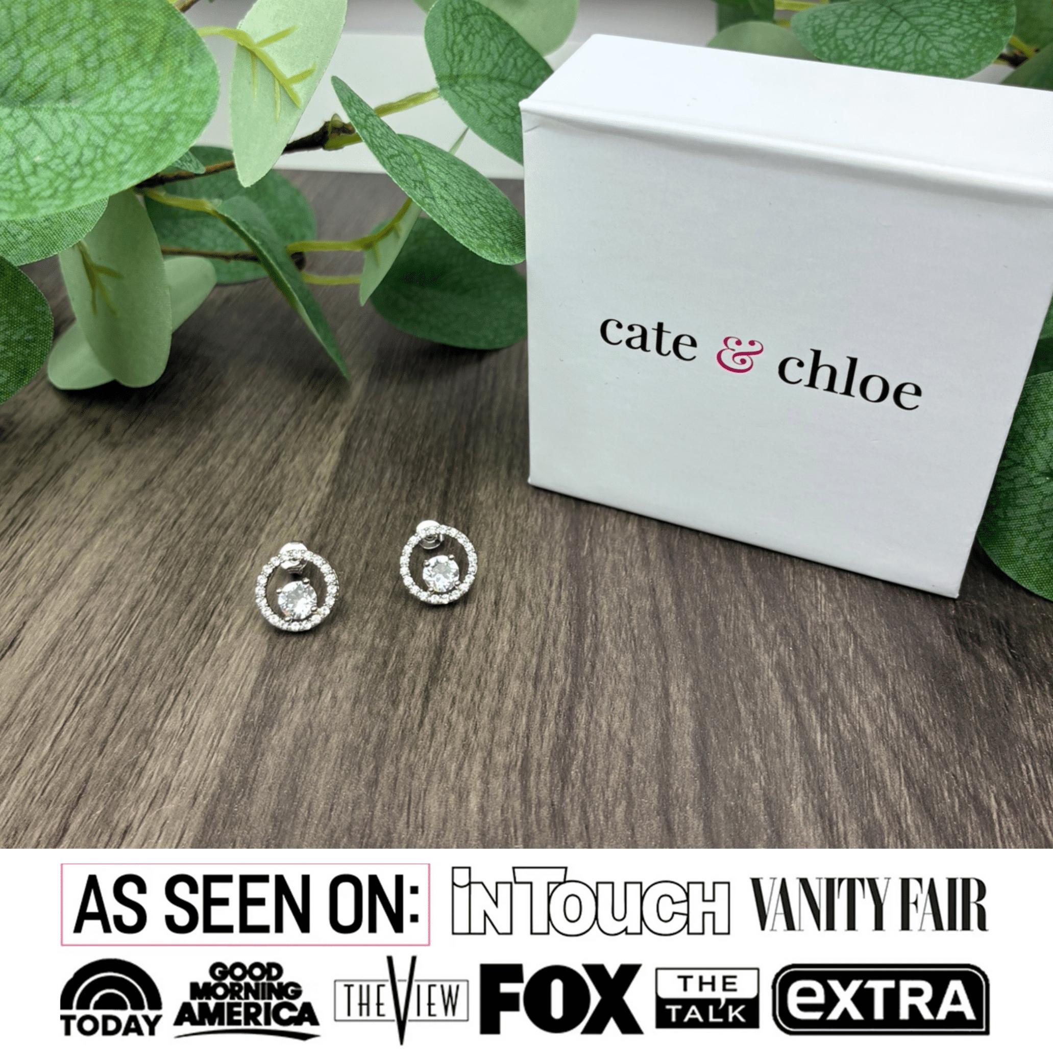 Cate & Chloe Reign 18k White Gold Plated Drop Earrings with Swarovski Crystals for Women, Gift for Her