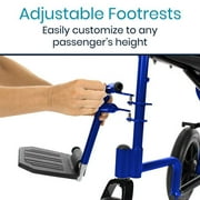 Vive Lightweight Foldable Transport Wheelchair with Handbrakes, Blue