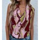 thumbnail image 5 of Camisa sin mangas para mujer, cuello en V, estampado con botones, cierre holgado, camiseta sin mangas informal de verano, 5 of 6