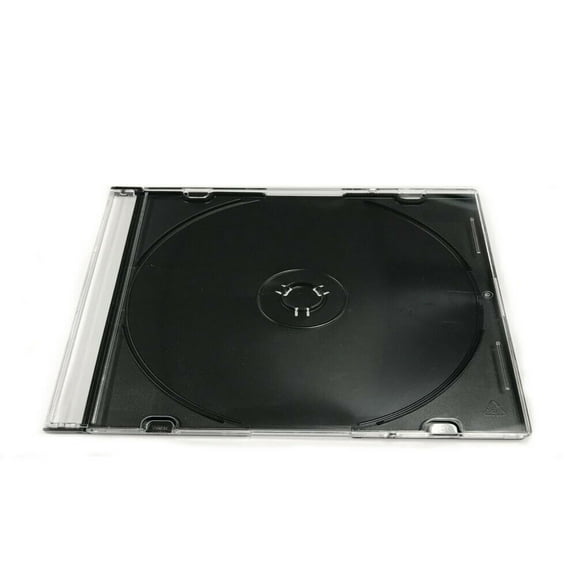 50 Pack Slim 5.2mm Jewel Case Thin Clear Single CD DVD Disc Storage w/Built-in Black Tray