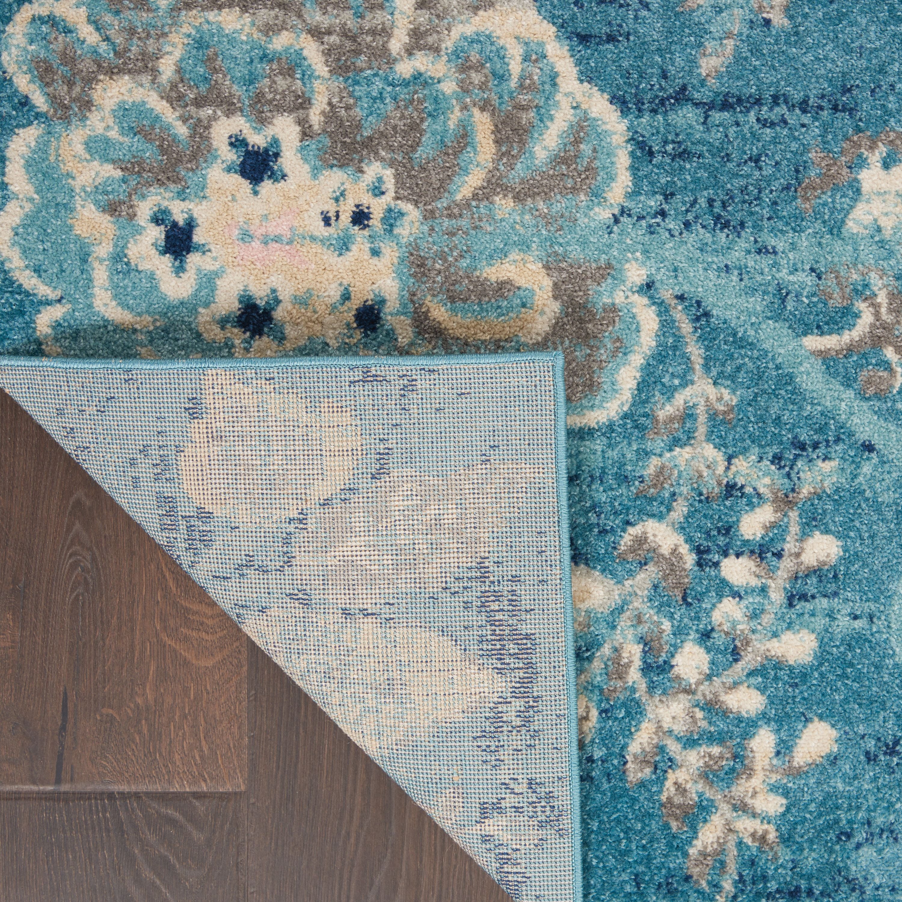 Serene Modern Floral Turquoise 4' x 6' Area Rug, (4' x 6')