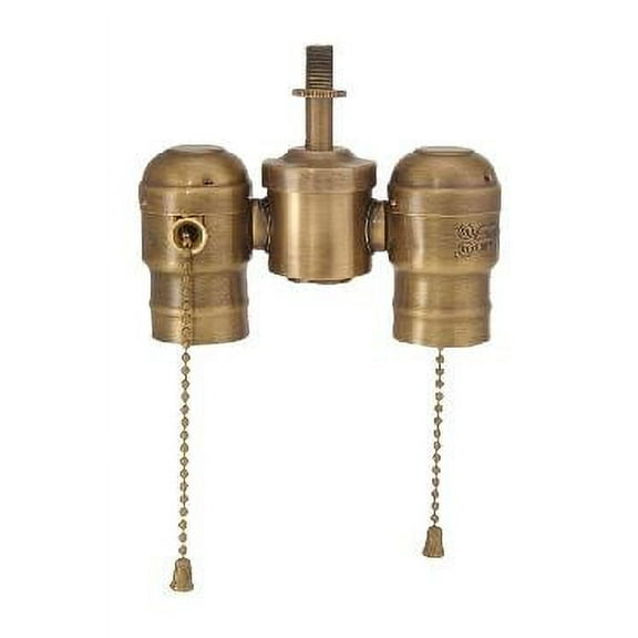 B&P Lamp® 2-Lite Cluster W/Pull-Chain Sockets, Antique Brass