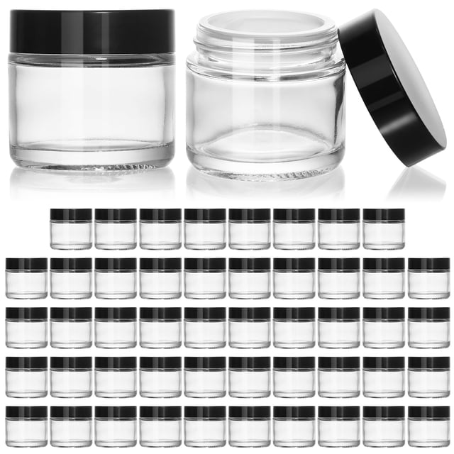Frascos de vidrio KEYWING de 60 ml con tapas negras, paquete de 48 unidades para cosméticos