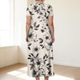 thumbnail image 4 of LWavelet Women's Plus Size Floral Maxi Dress Short Sleeve Tie Waist Casual Boho Flowy Dress with Pockets Gray 4XL, 4 of 7