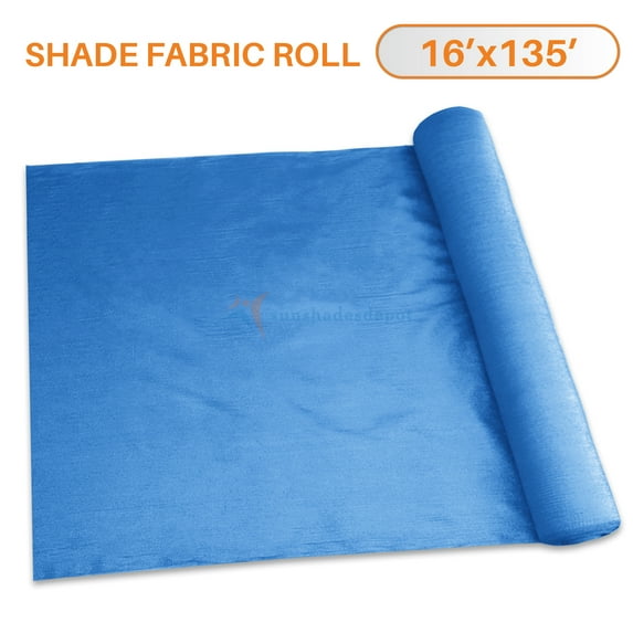 TANG Sunshades Depot 16' x 135' Shade Cloth 180 GSM HDPE Blue Fabric Roll Up to 95% Blockage UV Resistant Mesh Net