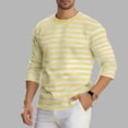 thumbnail image 2 of snilers Mens Striped Shirts Soft 3/4 Length Sleeve T-Shirt Crewneck Cotton Blend Stripes Top Spring Summer Casual Tee M, 2 of 6