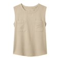 thumbnail image 3 of Linen Tops for Women Casual Pocket Cotton Linen Loose Tank Tops with Camisole Top Lightweight Breathable Comfy Soft Basic Daily Wear Tops by Yigetop Beige L, 3 of 7
