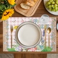 thumbnail image 4 of Easter Placemats Set of 6, Cute Bunny Eggs Flowers Plants Pink Checkered Placemats for Dining Table, Place Mats for Kitchen Tabletop, Waterproof Wipeable Dining Table Mats Set, 4 of 9