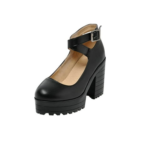 

Rdeuod Women S Sandals Women Fashion Waterproof Platform Block-Heel Lace-Up High Heels Leather Ankle Boots For