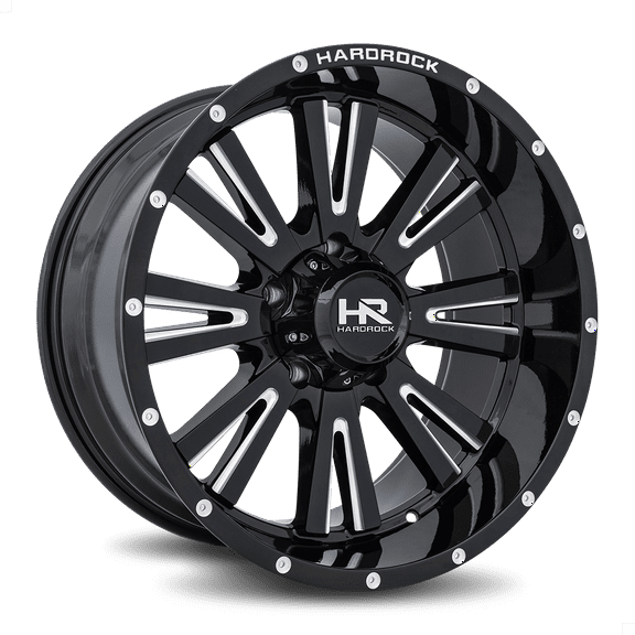 HARDROCK SPINE XPOSED 20X12 5X150 -44ET 125.2CB GLOSS BLACK MILLED WHEEL