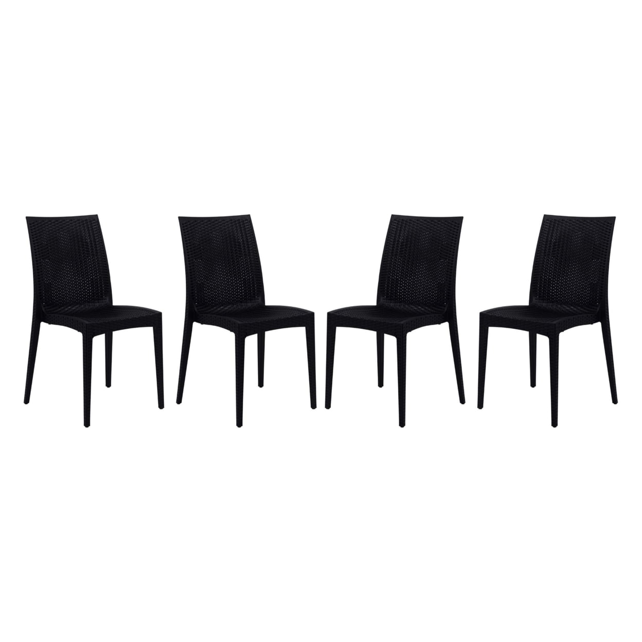 Weave Mace Indoor Outdoor Dining Chair (Armless), Set Of 4 Black