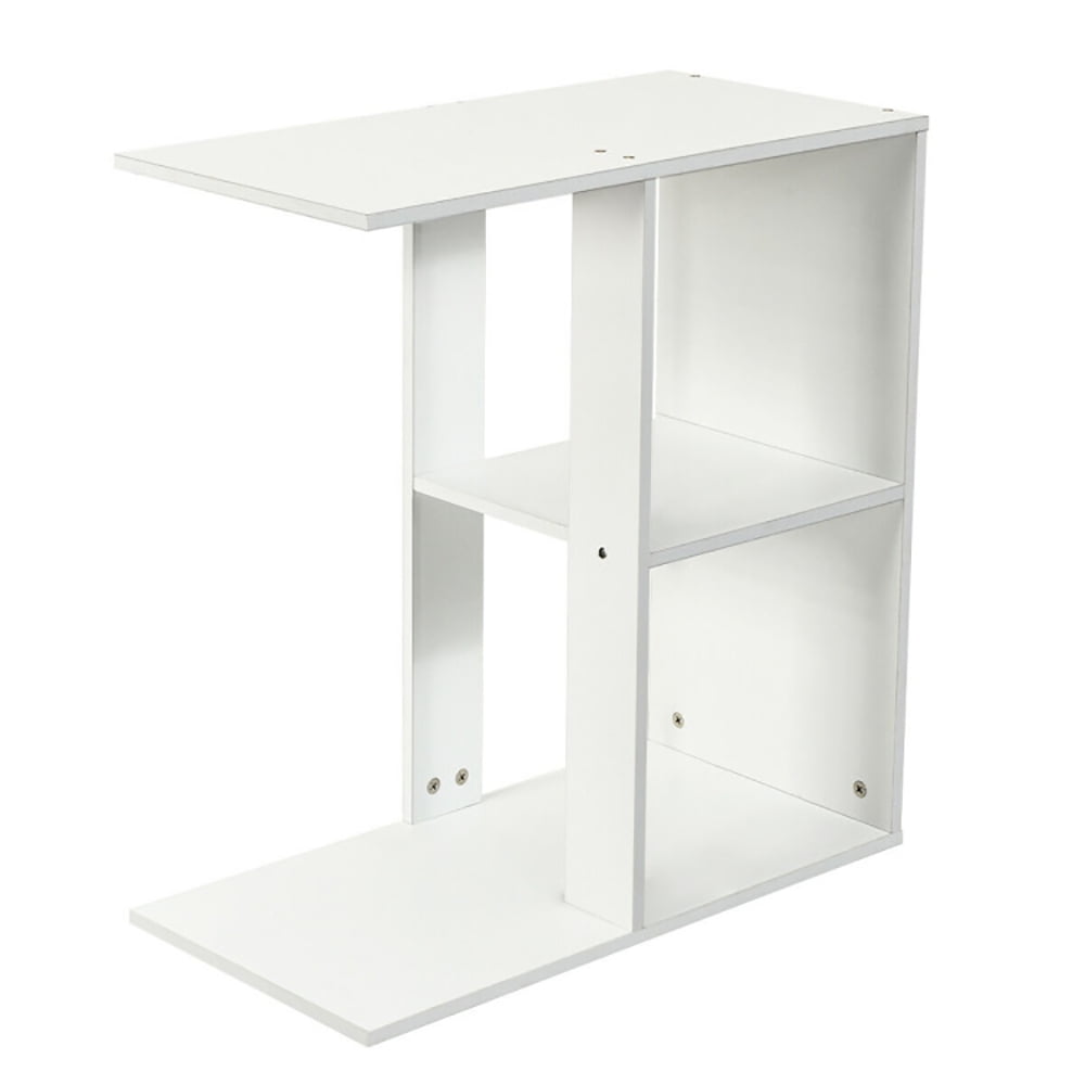Finihen Side Table, 3-Tier Narrow Side Table with Storage Shelf, for Living Room, Bedroom, White