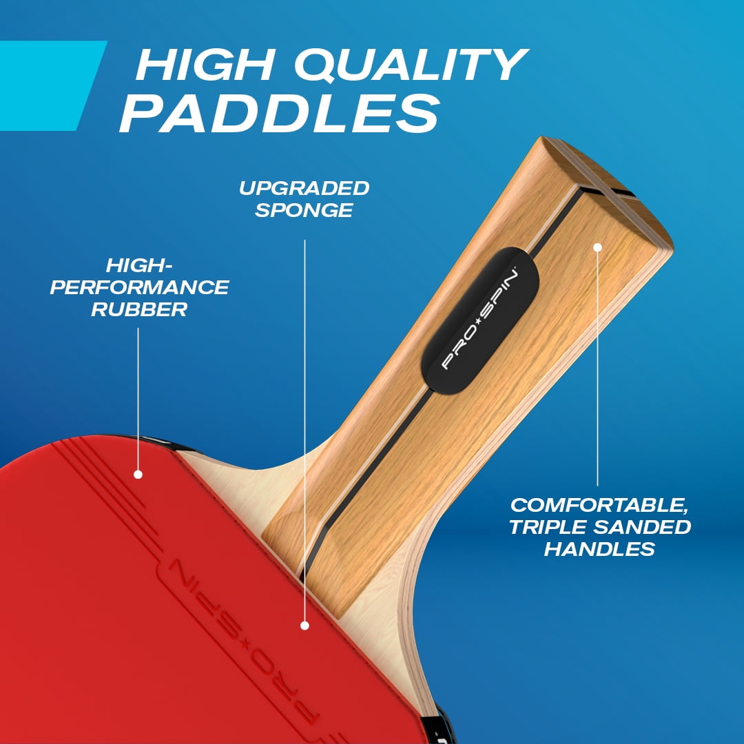 PRO-SPIN All-in-One Portable Ping Pong Set with Retractable Net, High-Performance Ping Pong Paddles, 4-Player Set, Indoor & Outdoor Game