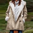 thumbnail image 2 of XUNKUSGA Womens Jacket Plus Size Sherpa Lined 2025 Fashion Winter Fuzzy Long Fleece Hoodies for Women Casual Cozy Horn Button Jackets for Women with Pockets S-5XL Brown, 2 of 7