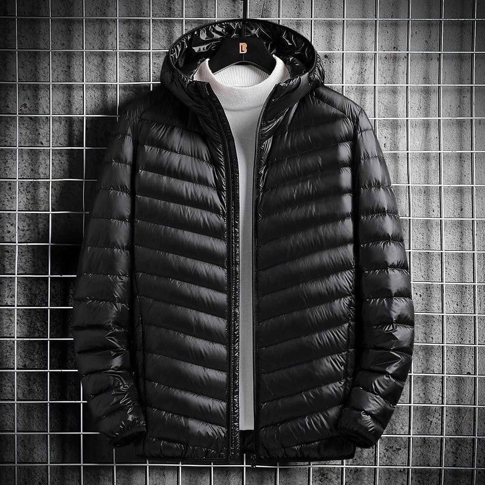 Christmas Clearance! AIEOTT Puffer Jacket Men Lightweight Quilted Jacket Big and Tall Zip Up Jacket Winter Parka Jackets Warm Overcoat with Hood