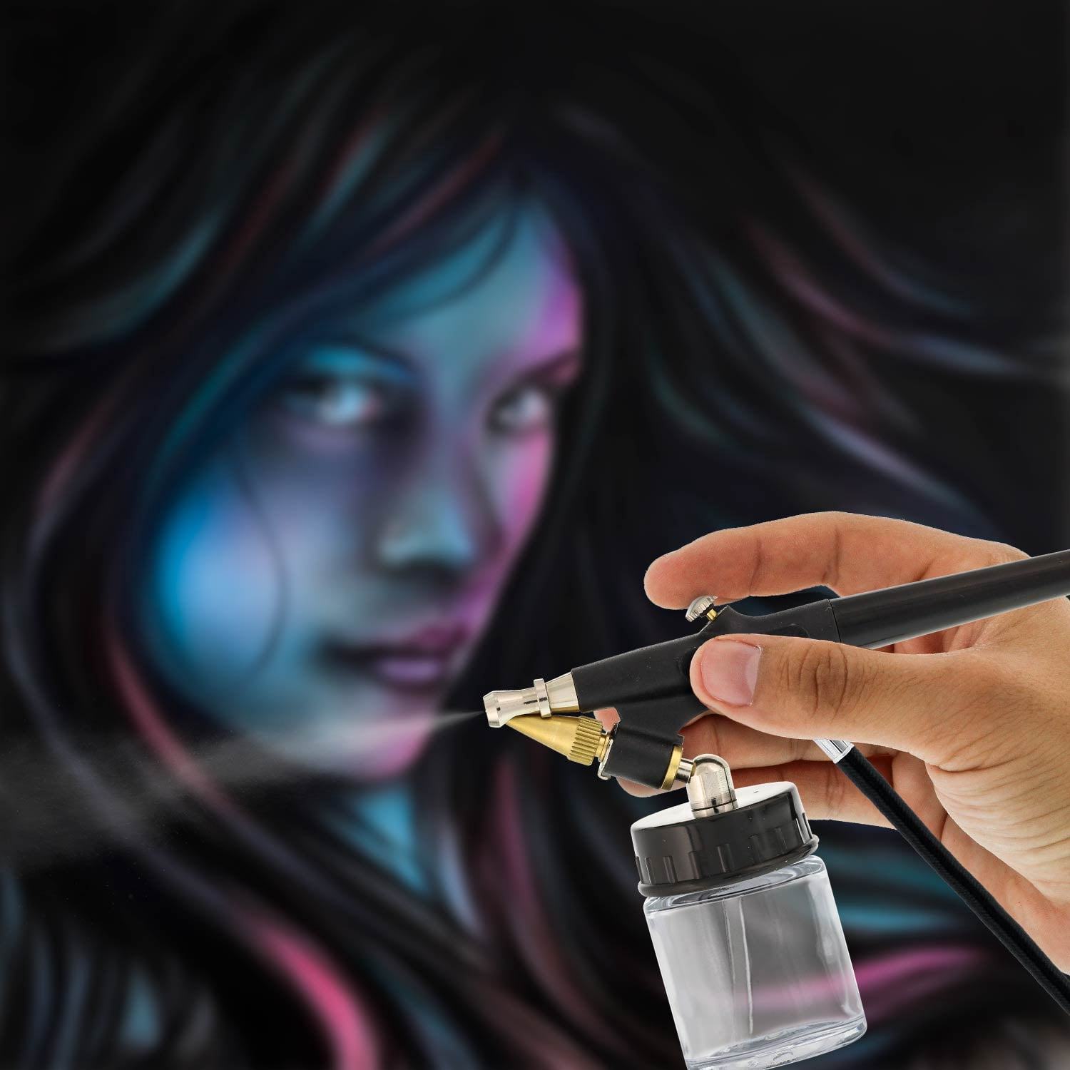 Single-Action AIRBRUSH SET KIT Hose Jars Cups Hobby Tanning Tattoo Cake T-Shirt