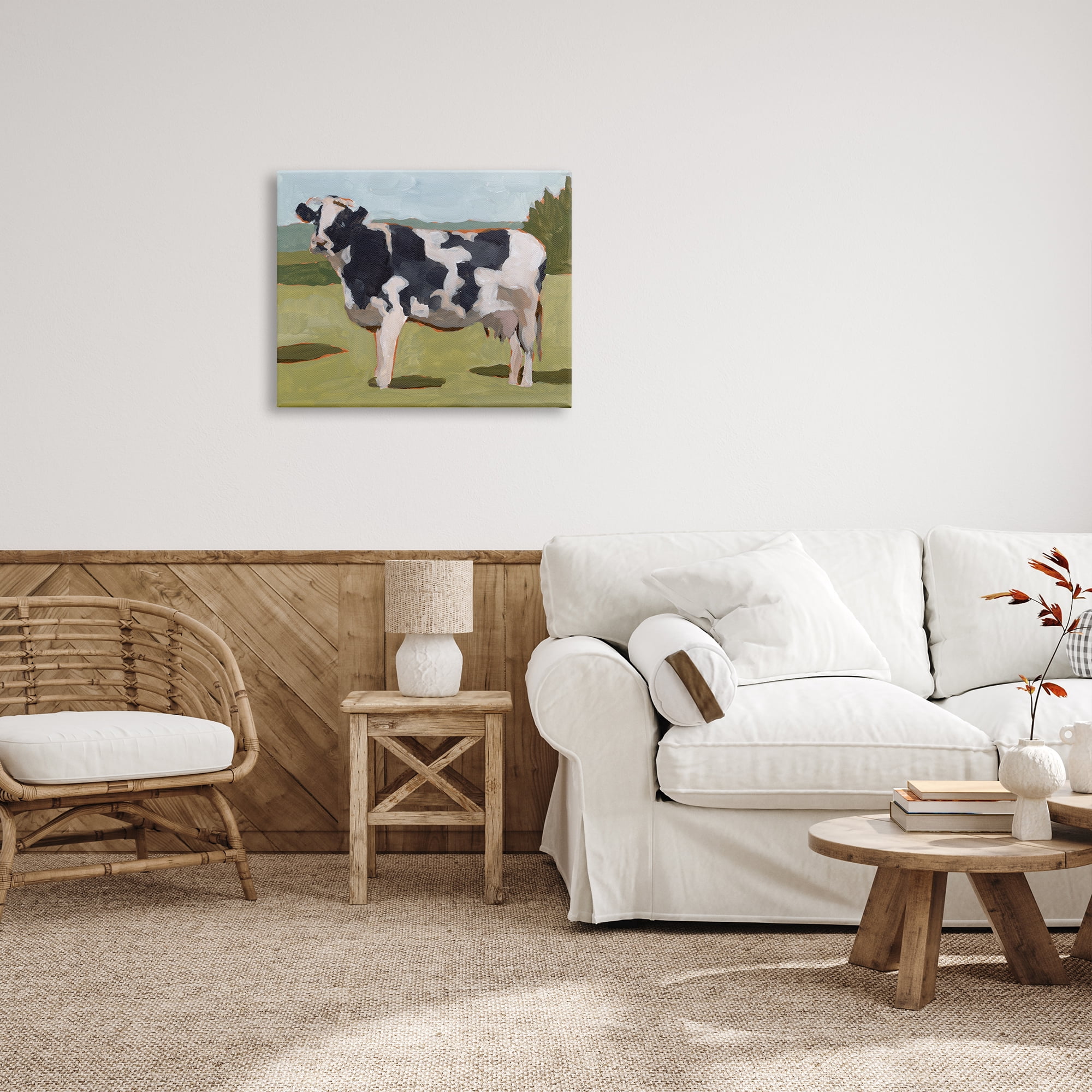 Stupell Industries Dairy Farm Cow Grazing Country Cattle Traditional Painting, 30 x 24, Design by Melissa Wang