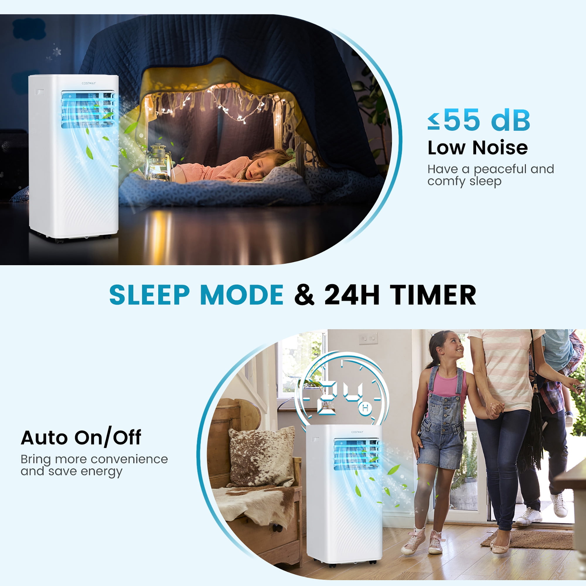 Costway 10000 BTU Portable Air Conditioner 4-in-1 AC with Cool Fan Humidifier Sleep Mode