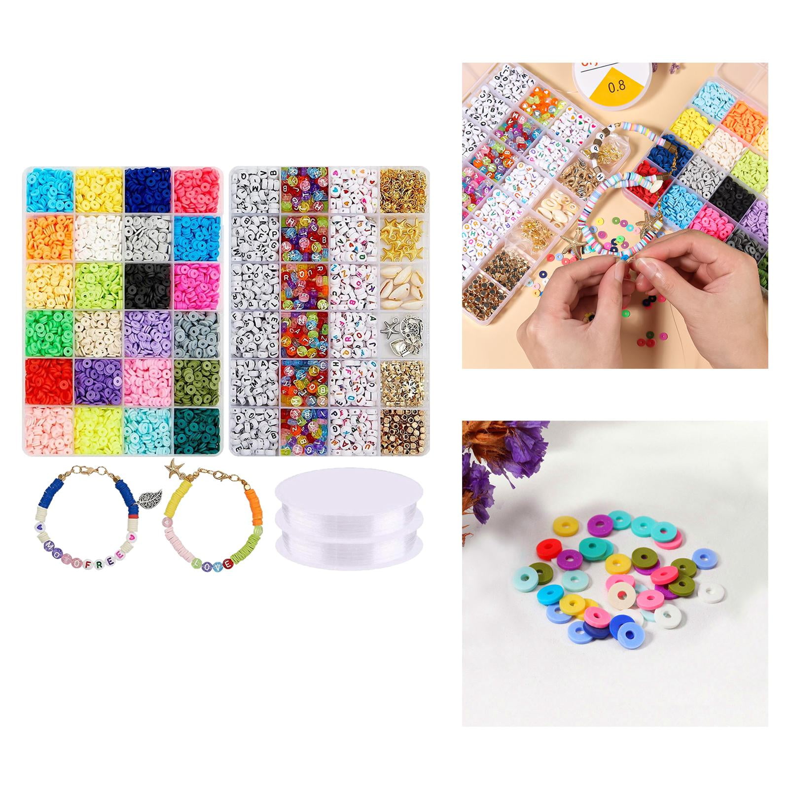 GUOOL Clay Beads Kit- Beads for Jewelry Making - Flat Clay Spacer Beads for Jewelry Finding, Bracelets Necklace Earring crafts Kit (6mm, 7048 Pcs)