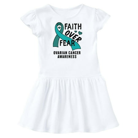 

Inktastic Ovarian Cancer Awareness Faith Over Fear with Teal Ribbon Gift Toddler Girl Dress
