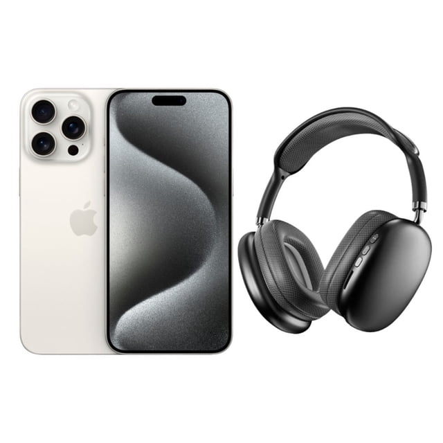 iPhone 15 Pro Max 256GB Blanco E-SIM Reacondicionado más Diadema Genérica