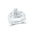 thumbnail image 2 of 10kt White Gold His Hers Round Diamond Cross Matching Wedding Set 1/5 Cttw, 2 of 5