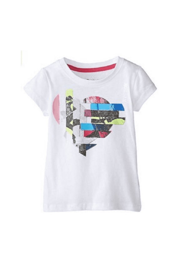 20$ Reebok Toddler Girls' Active Graphic Tee, White Heart, 3T