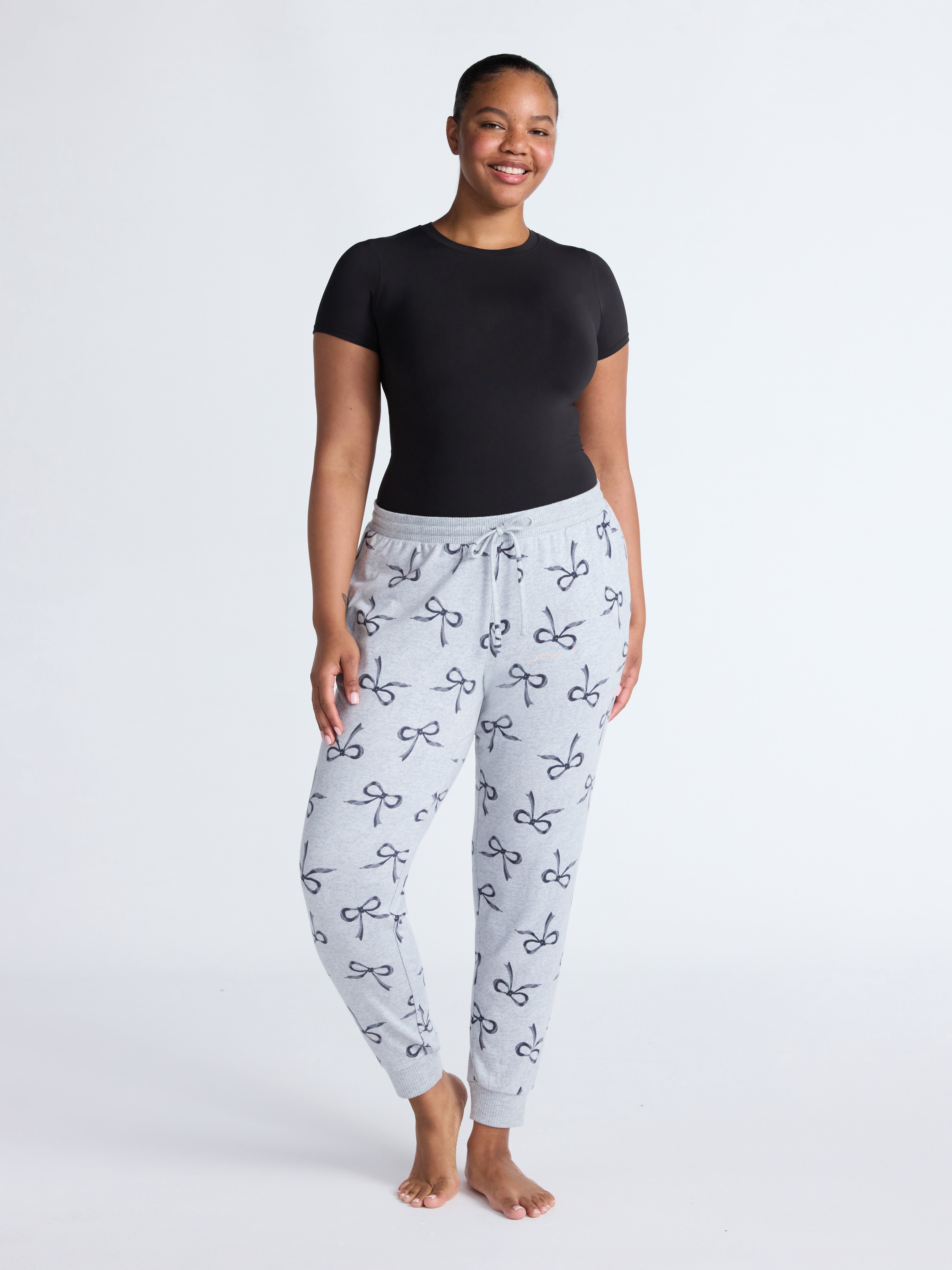 Joyspun Women's Cozy Lounge Collection Hacci Knit Sleep Joggers, 29'' Inseam, Sizes XS-3X