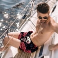 thumbnail image 2 of luoweisi Men's Beach Shorts Quick Dry Swim Trunks with Mesh Lining Roses and Skull XL, 2 of 5